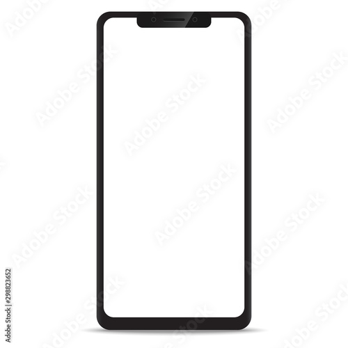 Smartphone or mobile phone frameless with a blank screen icon for design mockup user interface or mobile responsive webdesign of site isolated on white background