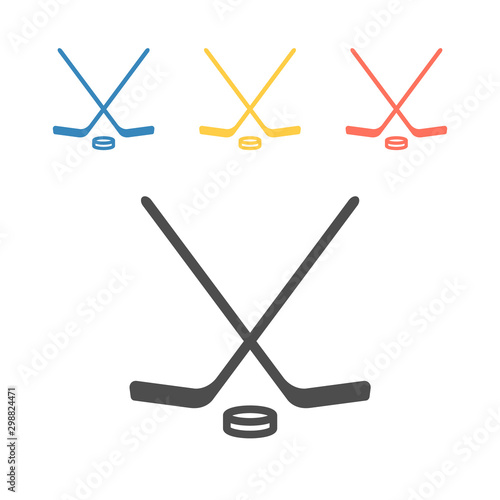 Photography Hockey Stick And Puck line icon. Vector signs for web graphics