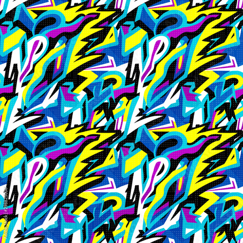 grunge colored graffiti seamless pattern illustration
