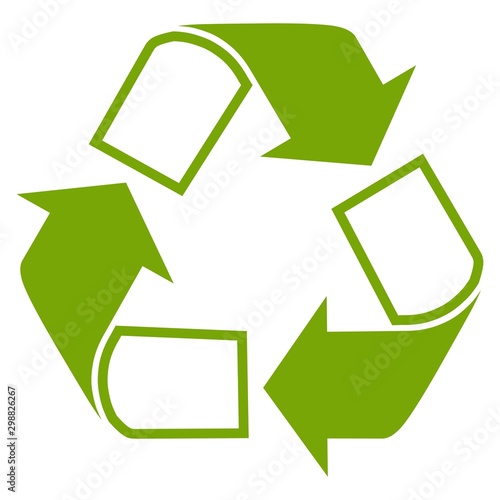 Recycle logo green flat style icon recyclable products symbol isolated on white background