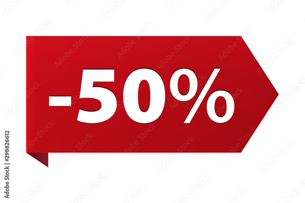 Discount minus 50 percent Banner ribbon red icon isolated on white background. Vector illustration Discount minus 50 percent Banner ribbon red icon isolated on white background. Vector illustration