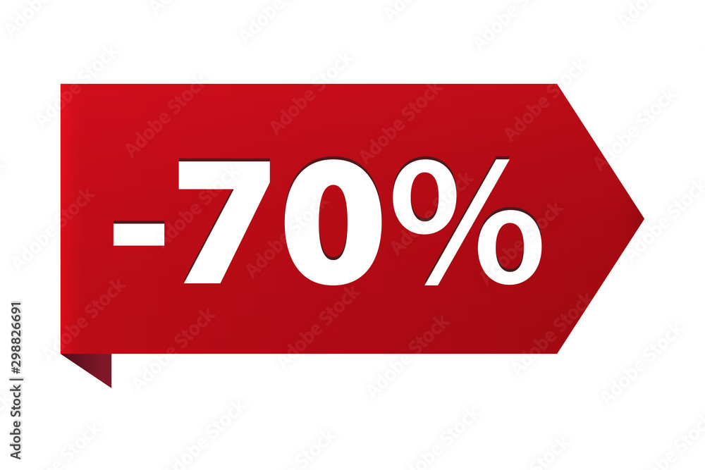 Discount minus 70 percent Banner ribbon red icon isolated on white background. Vector illustration Discount minus 70 percent Banner ribbon red icon isolated on white background. Vector illustration