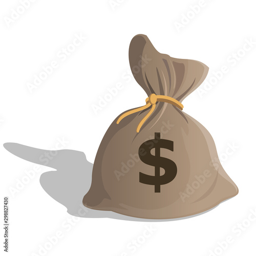 Money bag or sack cartoon style icon with dollar sign