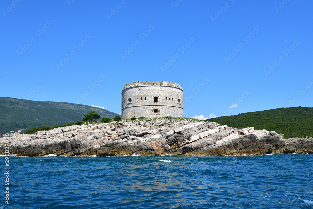 Arza Fortress - an ancient military building on the border of Kotor Bay and the Mediterranean Sea