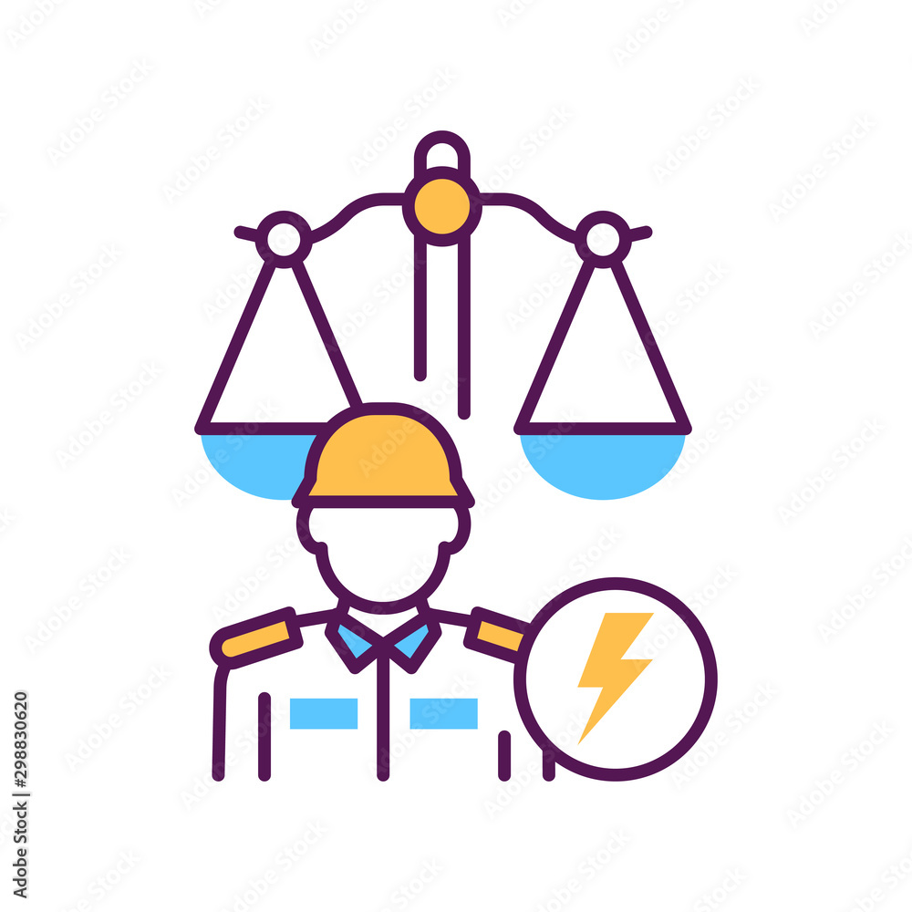 Military court line color icon. Judiciary concept. Officer in uniform element. Sign for web page, mobile app, button, logo. Military court line color icon. Judiciary concept. Officer in uniform element. Sign for web page, mobile app, button, logo.