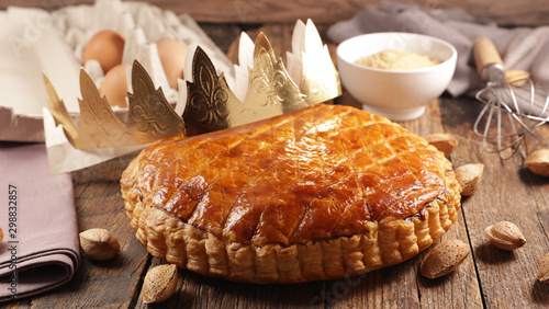 galette des rois, epiphany cake with ingredient and crown