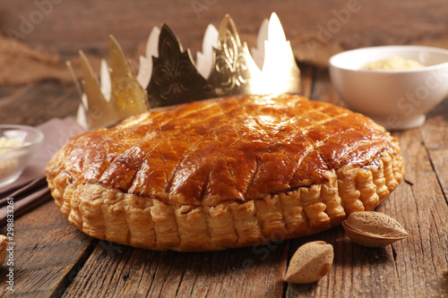 galette des rois, epiphany cake with ingredient and crown