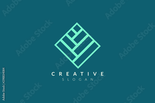 Square logo design with tile shape. Minimalist and modern vector illustration design suitable for business or brand.