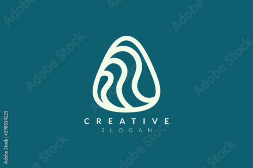 Wave merge logo design with round triangle. Minimalist and modern vector illustration design suitable for business and brands.