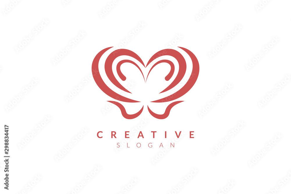 Abstract heart shaped logo design. Minimalist and modern vector illustration design suitable for business or brand.