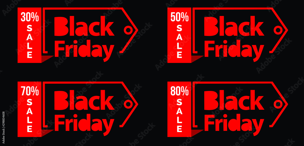 Big Black Friday Sale Poster, Black Friday Sale, 30%, 50%, 75%, 80% off