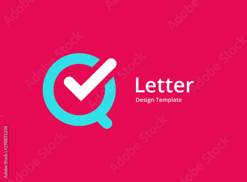 Letter Q with check mark logo icon design template elements