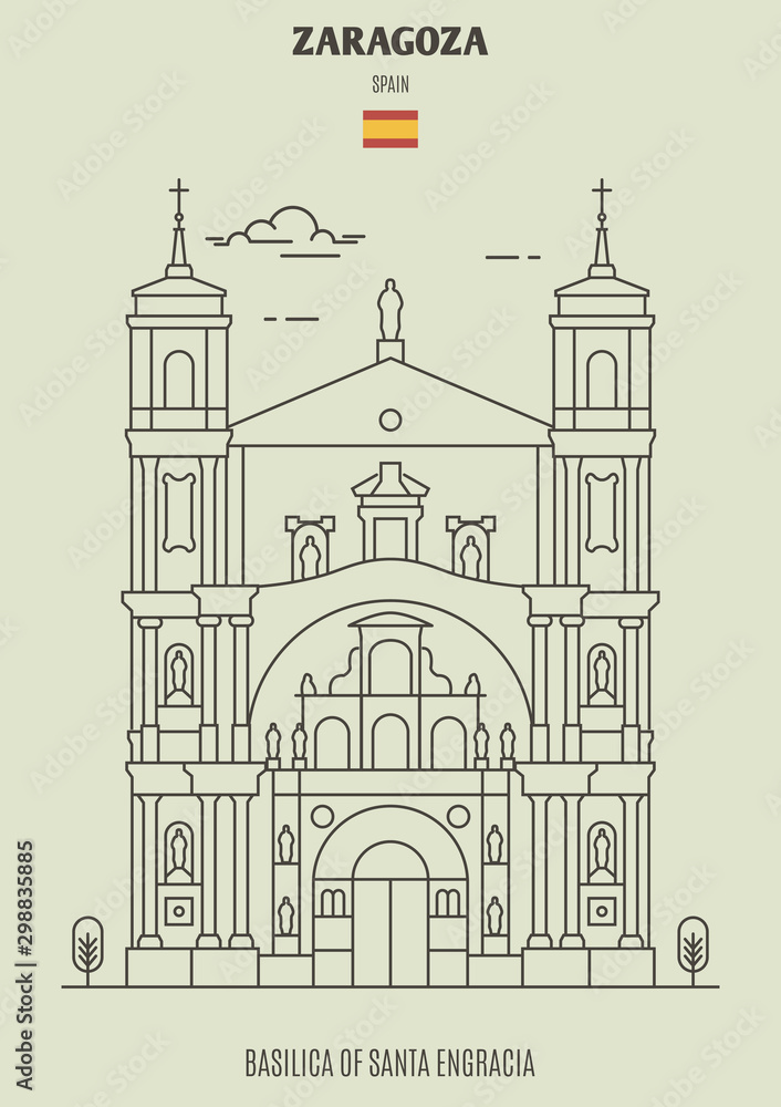 Basilica of Santa Engracia in Zaragoza, Spain. Landmark icon