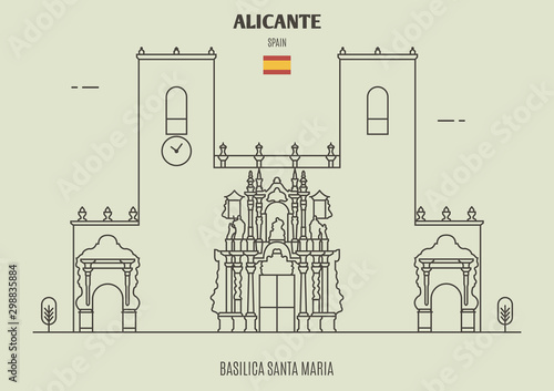 Basilica Santa Maria in Alicante, Spain. Landmark icon