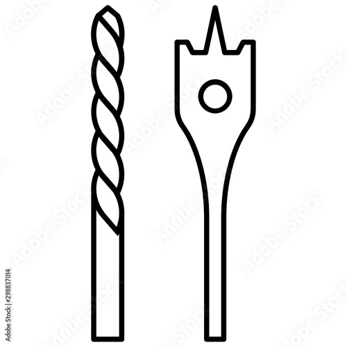 Drill bits cutting tools design concept,  masonry carpentry wood steel twist bit vector icon design