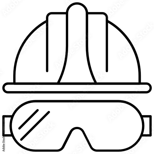 Industrial helmet and goggles Safety Gear Concept, Infrared Protective Labor Worker Vector Icon Design