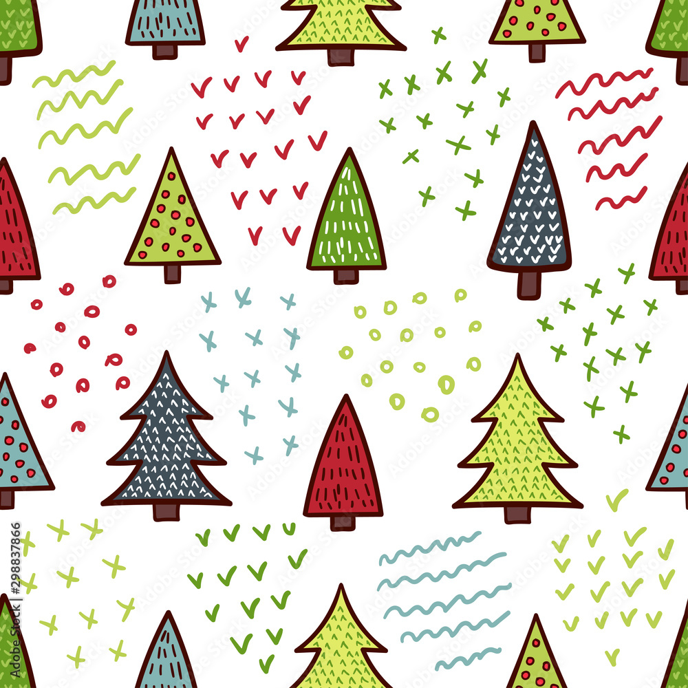 Cute Christmas trees seamless pattern. Vector illustration Cute Christmas trees seamless pattern. Vector illustration