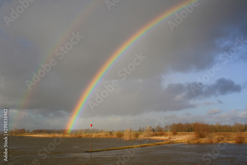 Rainbow over river