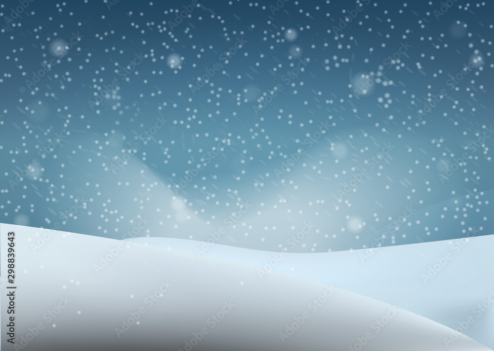Winter landscape with a blizzard. Vector illustration