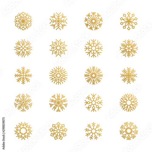 Abstract snowflakes. Season graphic symbols snow vector logo elements. Snowflake winter, golden snow frozen to christmas illustration