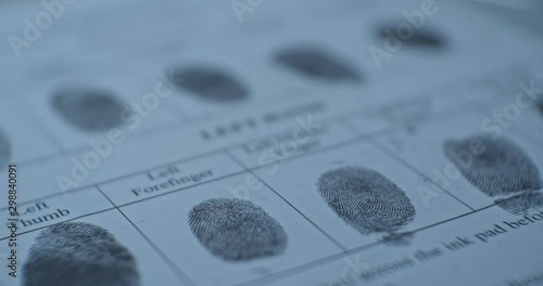 Fingerprints card close up in motion, CSI.