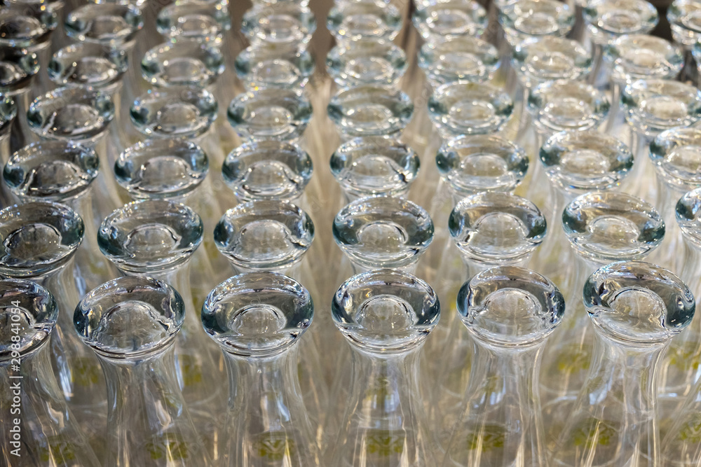 Rows of beer empty glasses Rows of beer empty glasses