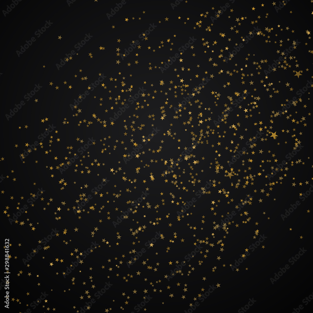 Glitter stars confetti. Gold stars confetti on black background. Night starry sky. Milky Way. Glitter stars confetti. Gold stars confetti on black background. Night starry sky. Milky Way.