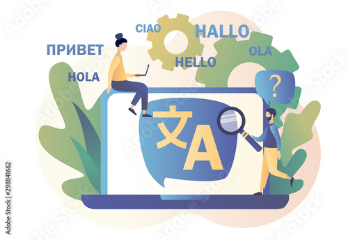 Translation concept. Online translator. Modern flat cartoon style. Vector illustration
