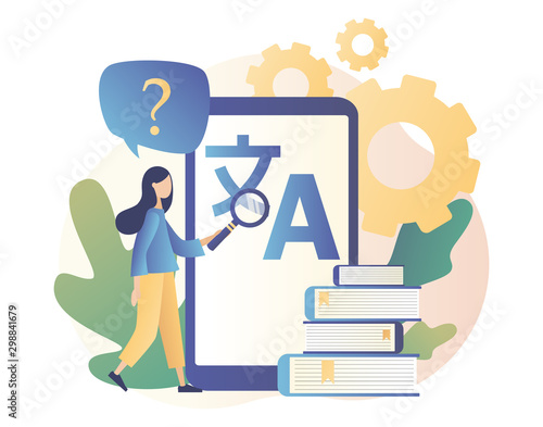 Translation concept. Online translator. Modern flat cartoon style. Vector illustration