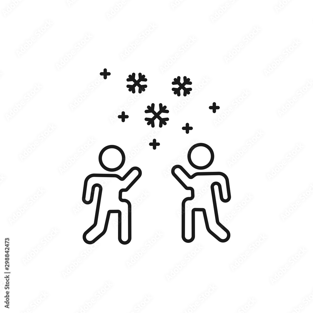 people play snowballs - minimal line web icon. simple vector illustration. concept for infographic, website or app. people play snowballs - minimal line web icon. simple vector illustration. concept for infographic, website or app.