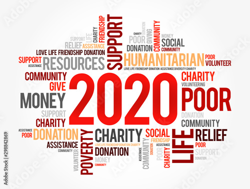 2020 help word cloud collage, concept background