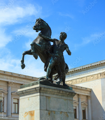 Sculpture of a man with horse in Vienna