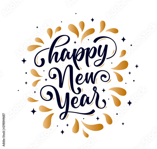Happy New Year. Lettering text for Happy New Year