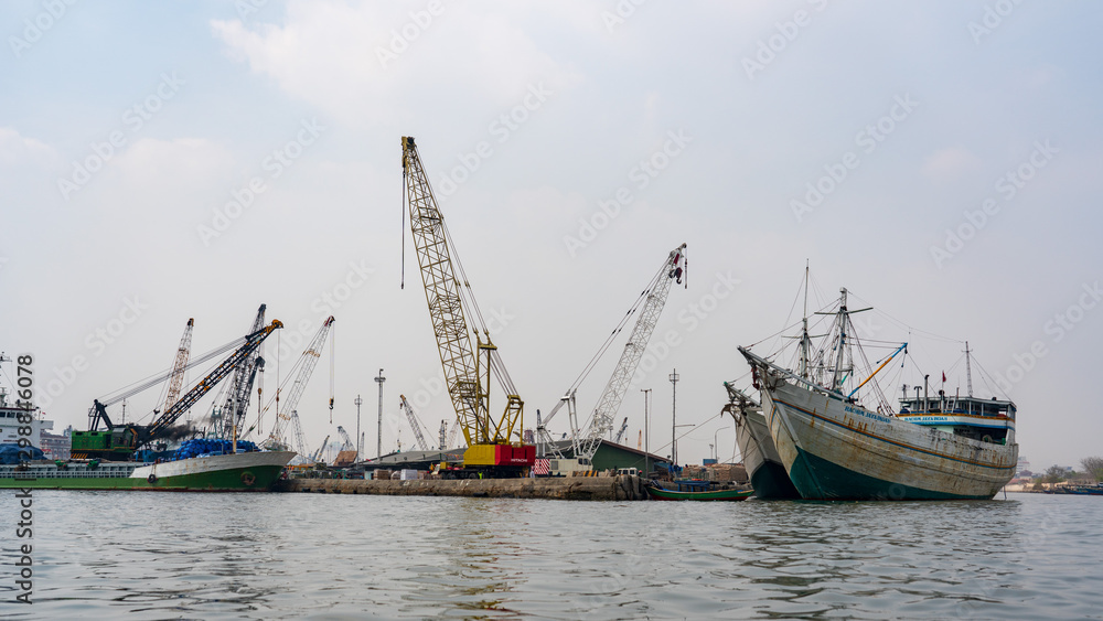  Sunda Kelapa port cityscape, Jakarta, Indonesia