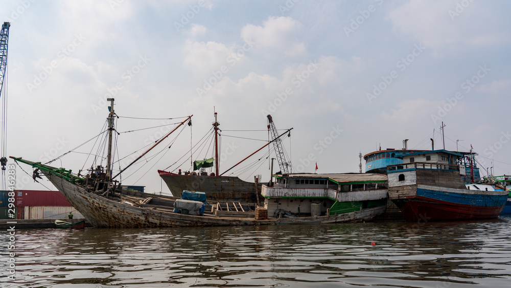  Sunda Kelapa port cityscape, Jakarta, Indonesia
