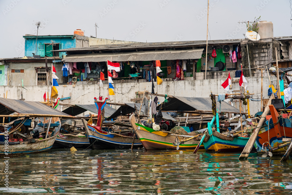  Sunda Kelapa port cityscape, Jakarta, Indonesia