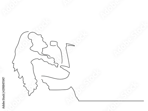 Woman singing line drawing, vector illustration design. Music collection. © 1494