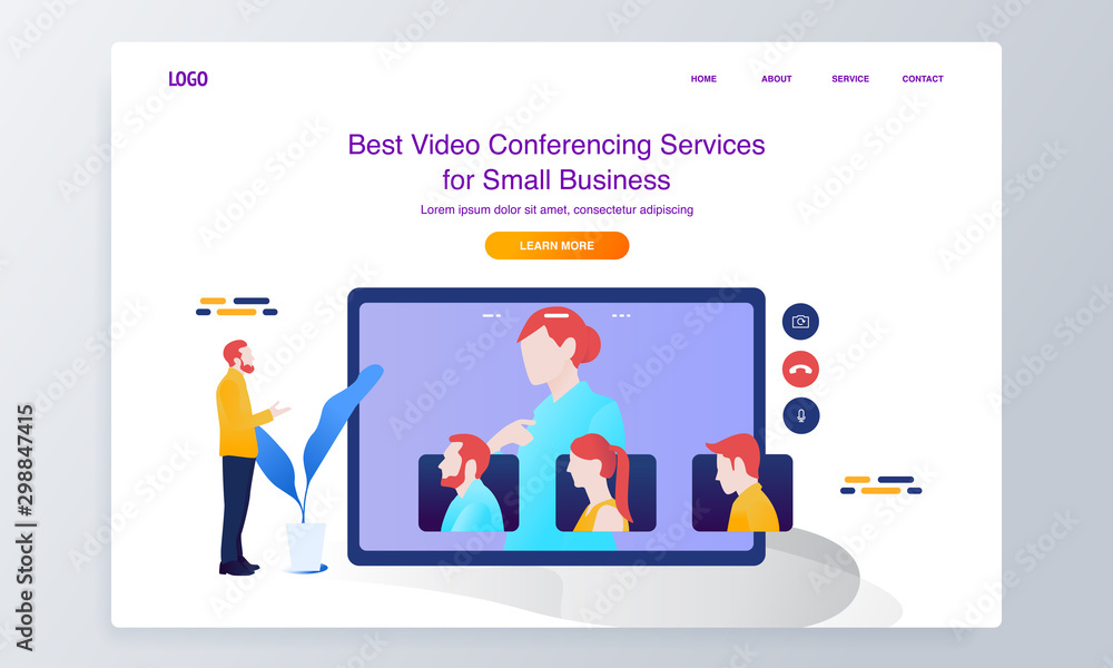 Mobile video conference illustration concept for website or landing page Mobile video conference illustration concept for website or landing page