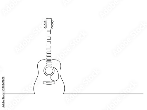 Acoustic guitar isolated line drawing, vector illustration design. Music collection.