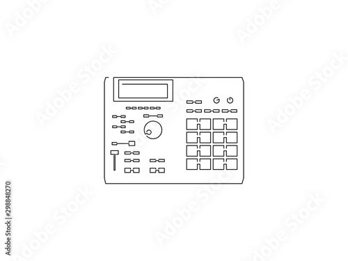 Drum machine line drawing, vector illustration design. Music collection.