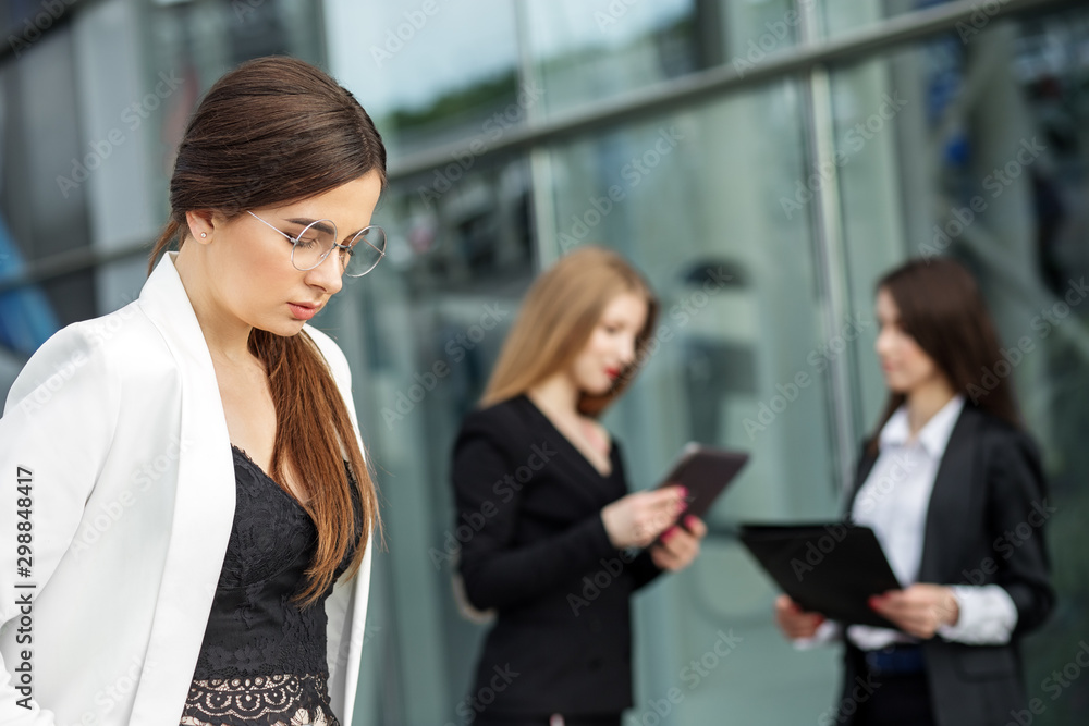 Puzzled woman thinks at work. Concept for business, boss, work and success. Puzzled woman thinks at work. Concept for business, boss, work and success.