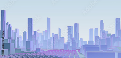 blue low poly cityscape