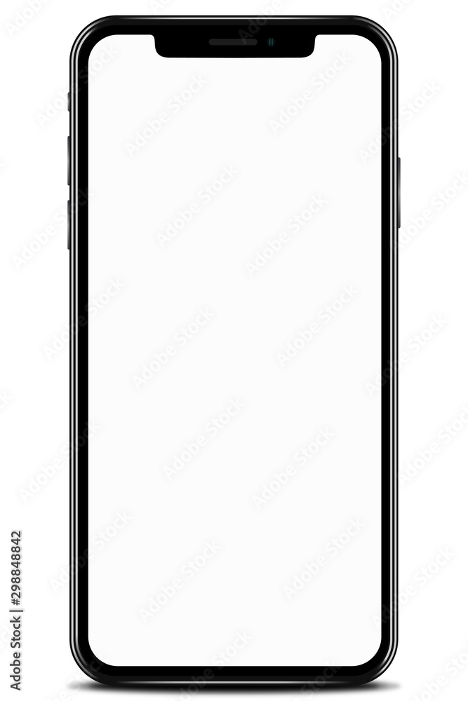 Realistic phone template with blnk white screen on white background. vector graphic Realistic phone template with blnk white screen on white background. vector graphic