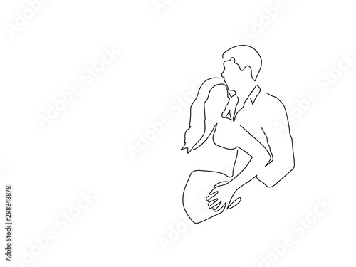 Pregnant couple isolated line drawing, vector illustration design. Maternity collection.