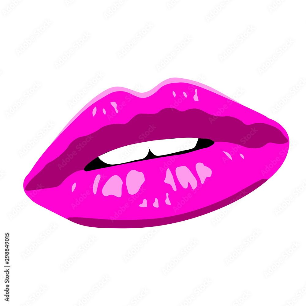 Bright rosy sensual lips on wight background Bright rosy sensual lips on wight background