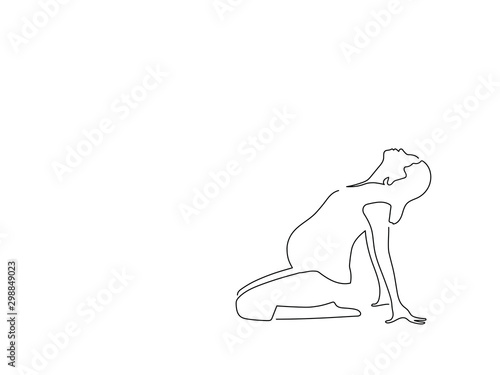 Pregnant woman practicing yoga isolated line drawing, vector illustration design. Maternity collection.
