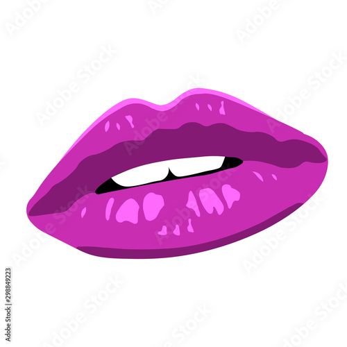 Bright violet sensual lips on wight background