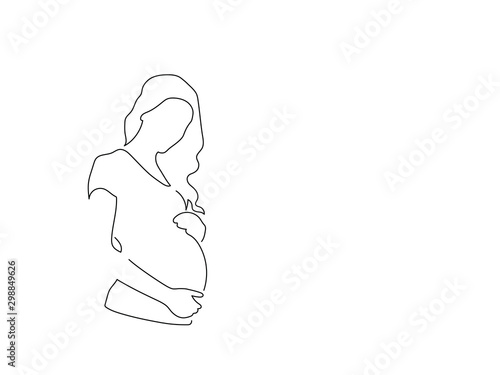 Pregnant woman isolated line drawing, vector illustration design. Maternity collection.