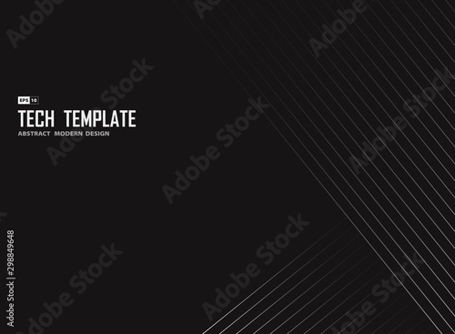 Abstract white line tech stripe on black background design template. illustration vector eps10
