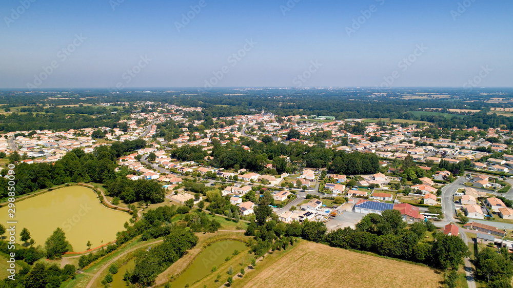 Aerial view of Nesmy village in Vendee
